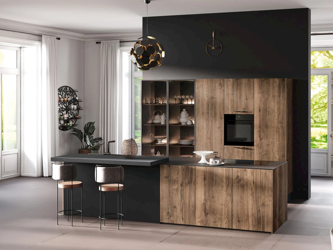 Keuken met kookeiland industrieel