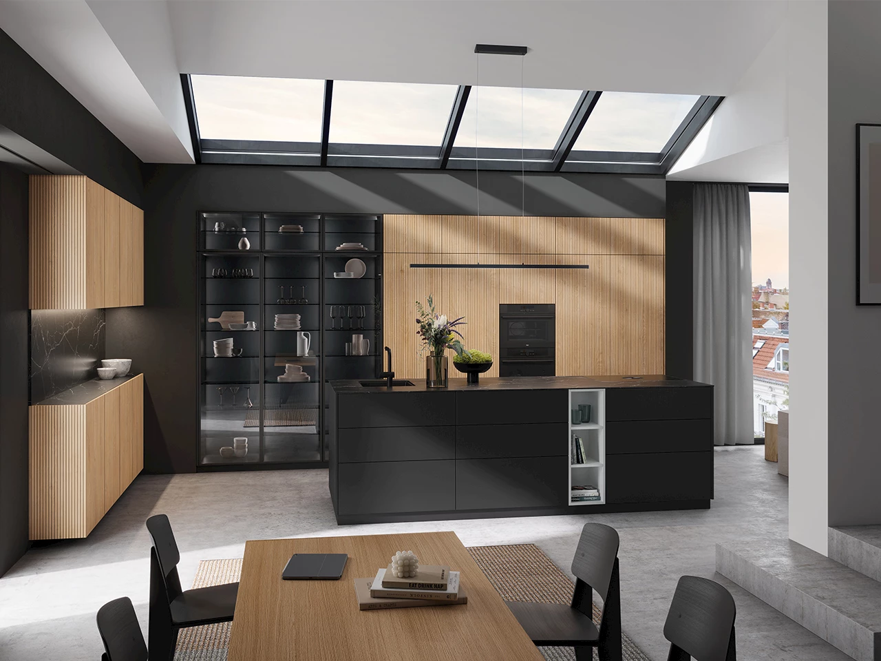 Zwarte moderne keuken