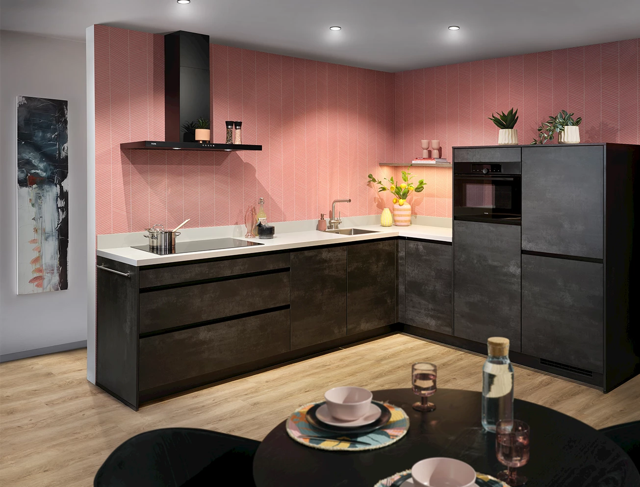 Betonlook moderne hoekkeuken