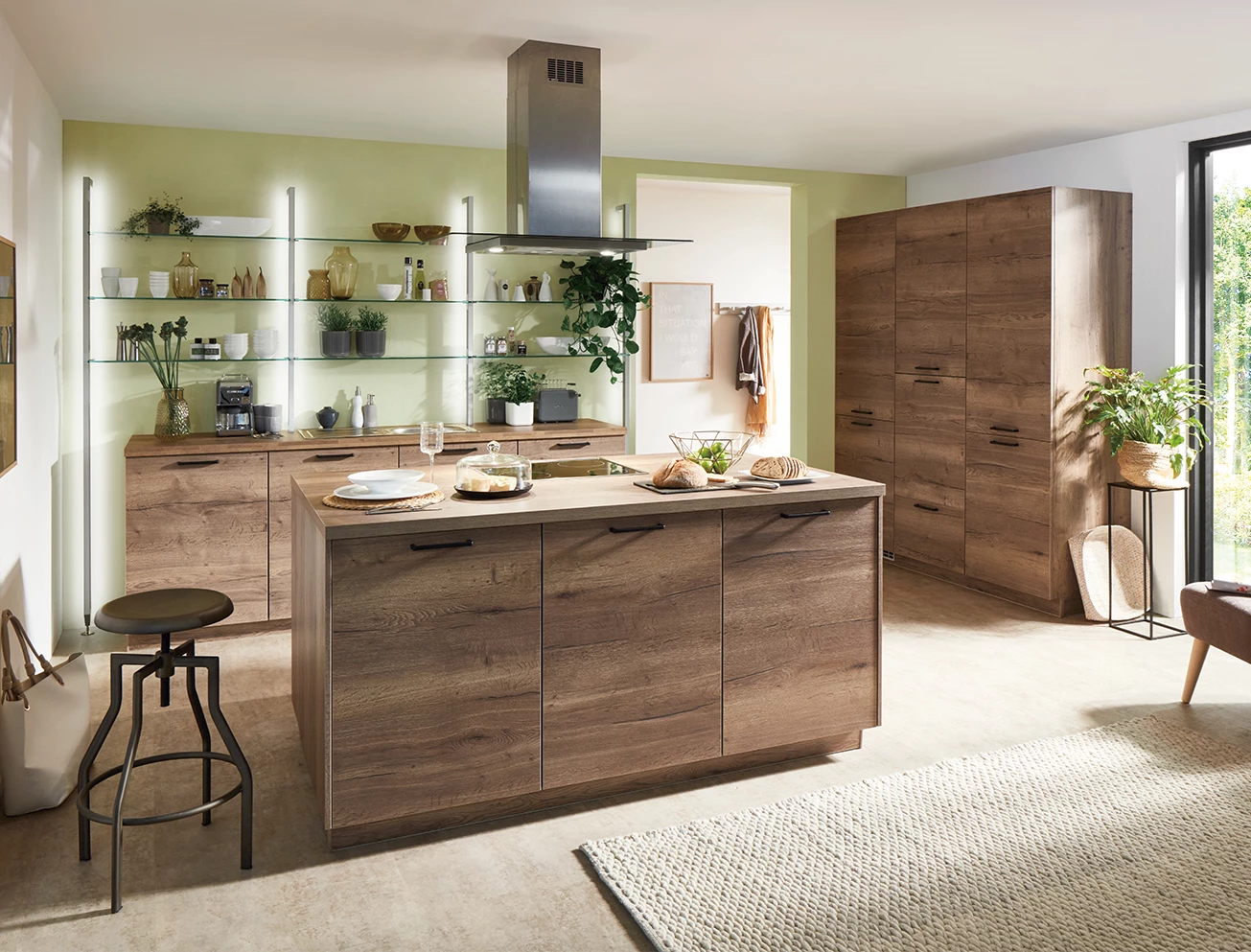 Houten keuken met eiland