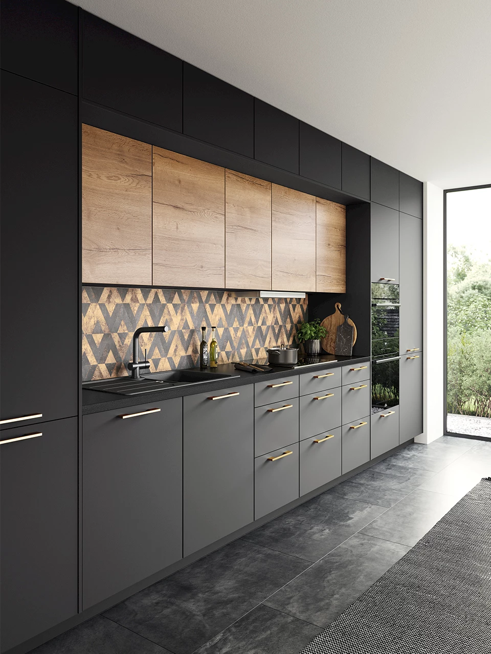 Zwarte betaalbare design keuken
