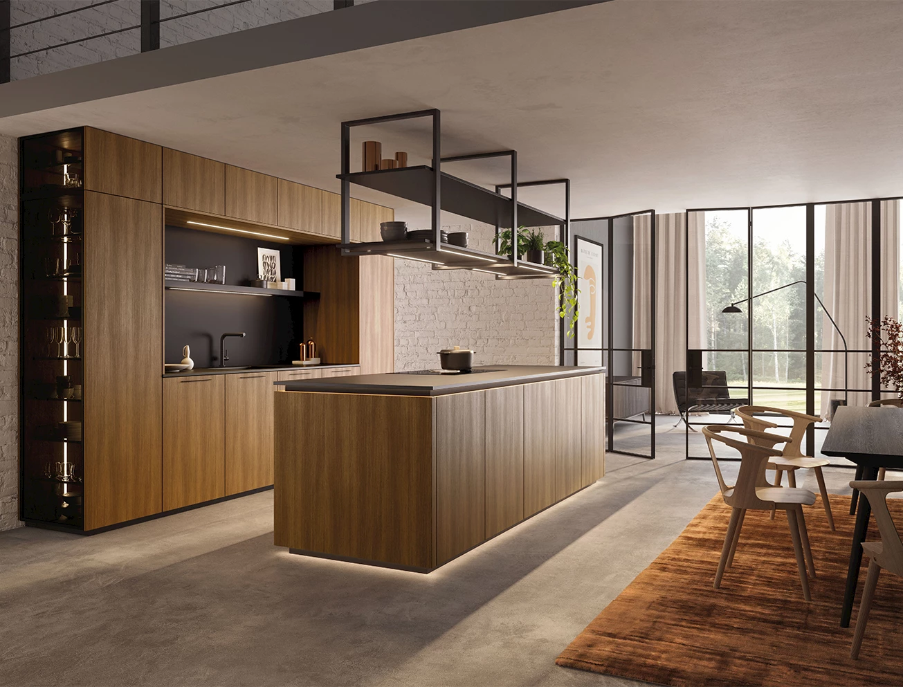 Houten keuken met kookeiland
