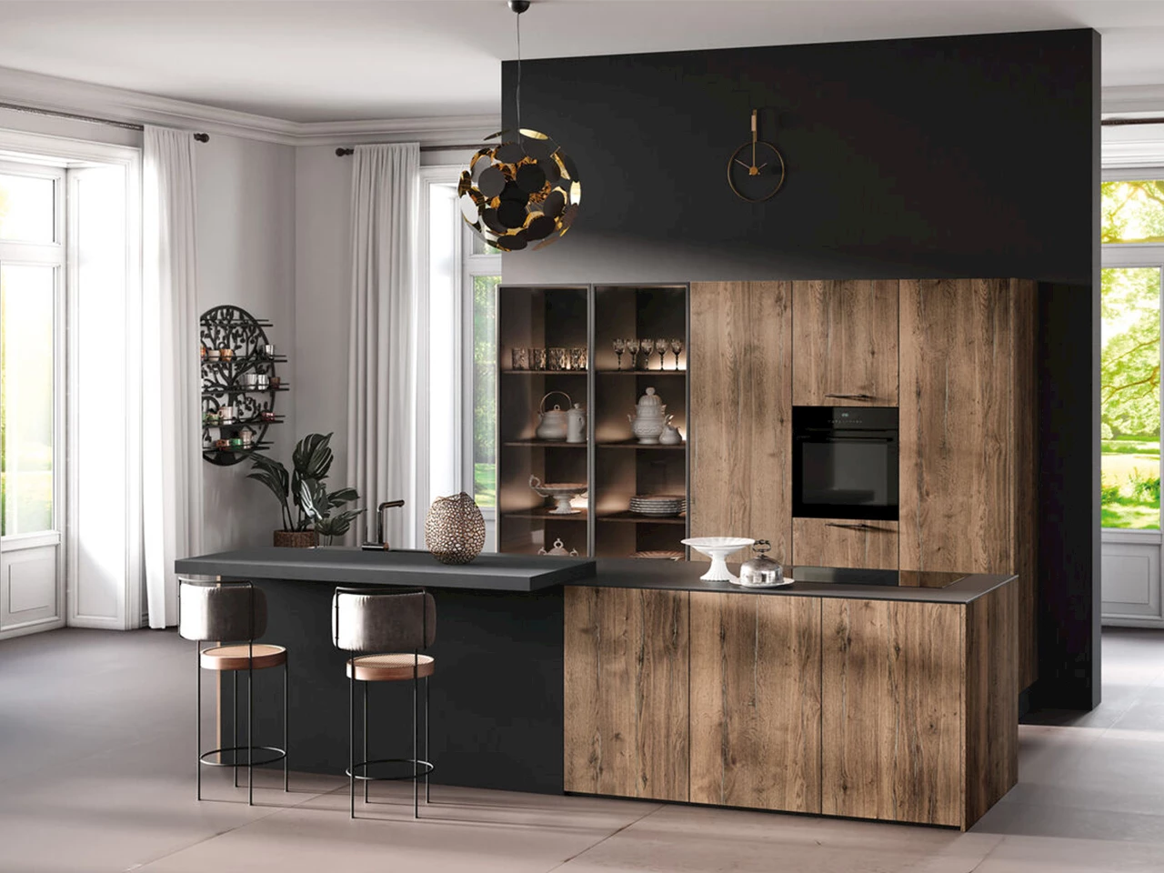 Industriële keuken hout