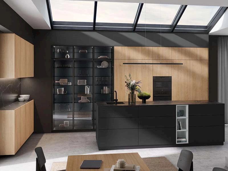 Keuken hout en zwart