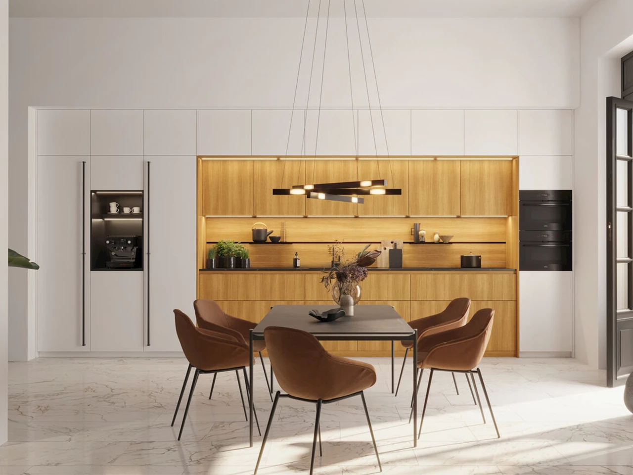 Design rechte keuken met hout