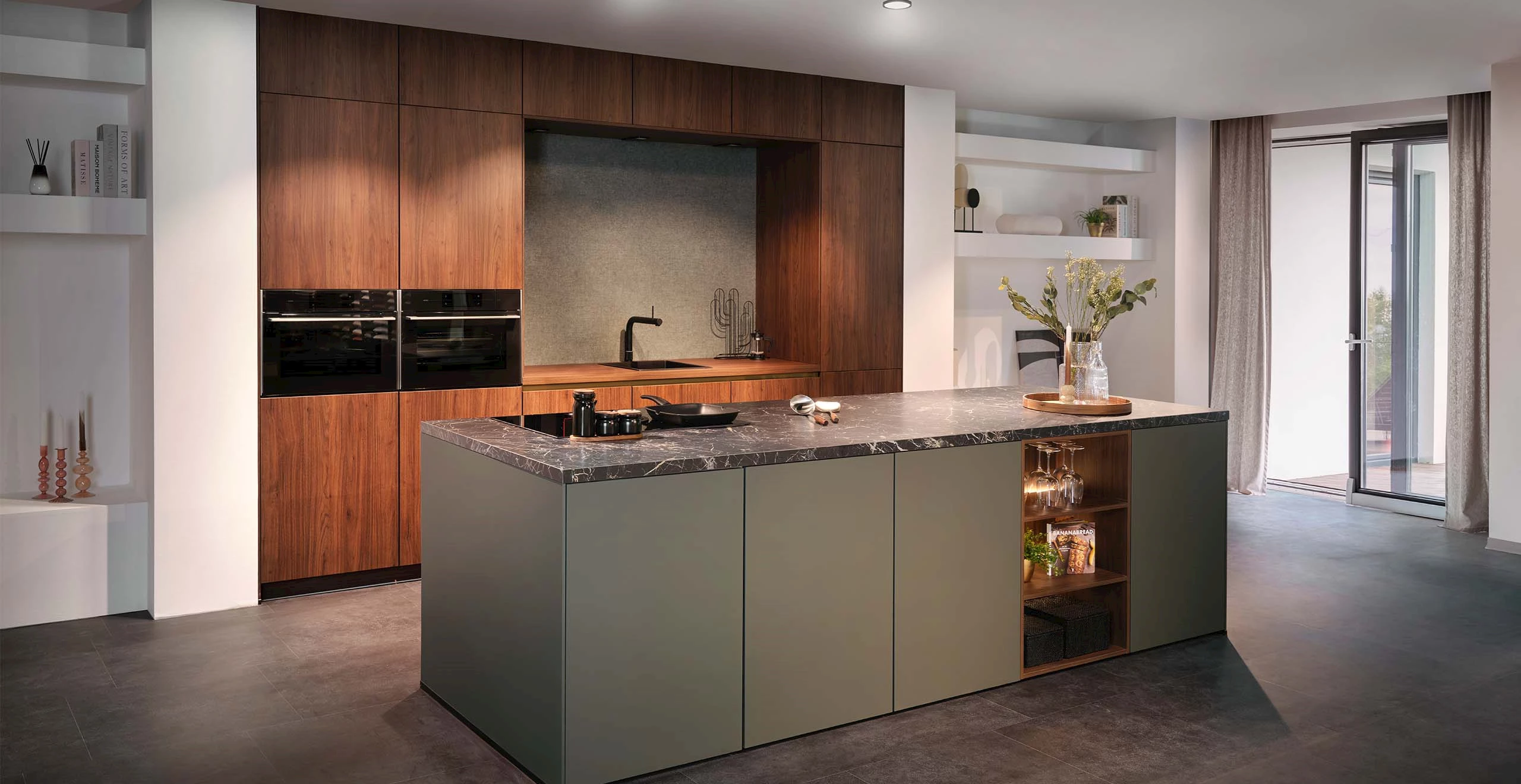 Houten keuken met eiland (1)