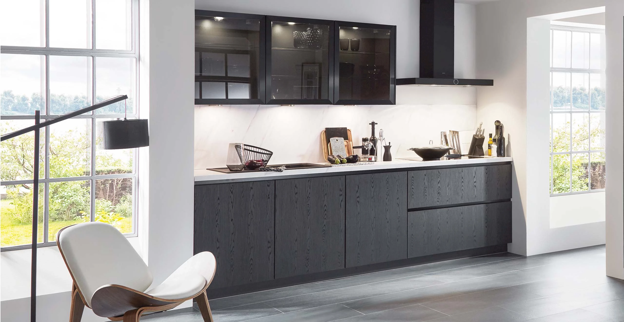 Zwarte rechte keuken 4 meter