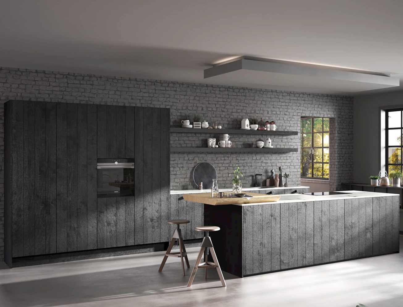Donker hout met marmerlook