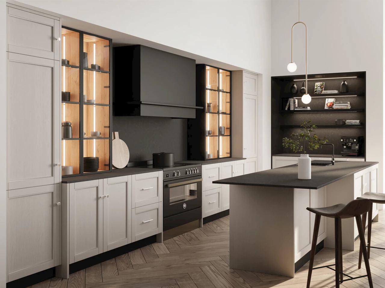Parallel keuken met kastenwand