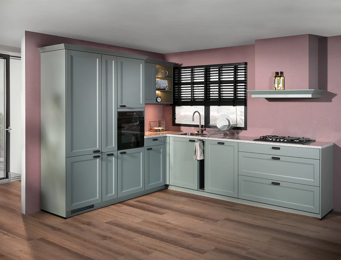 Retro hoekkeuken met raam