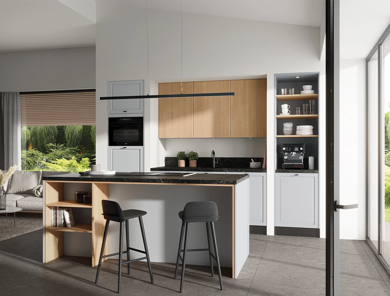 Kleine open keuken met eiland