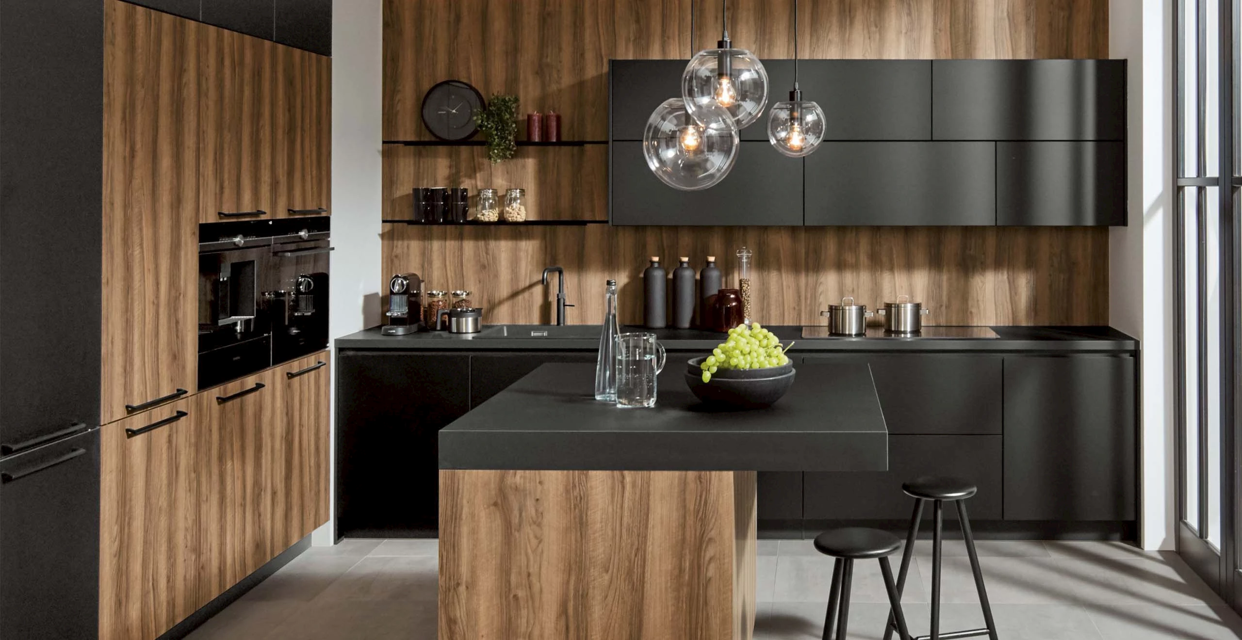 Houten industriële keuken