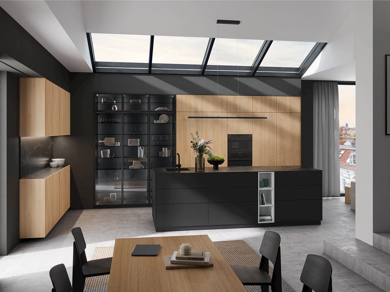 Moderne keuken met hout