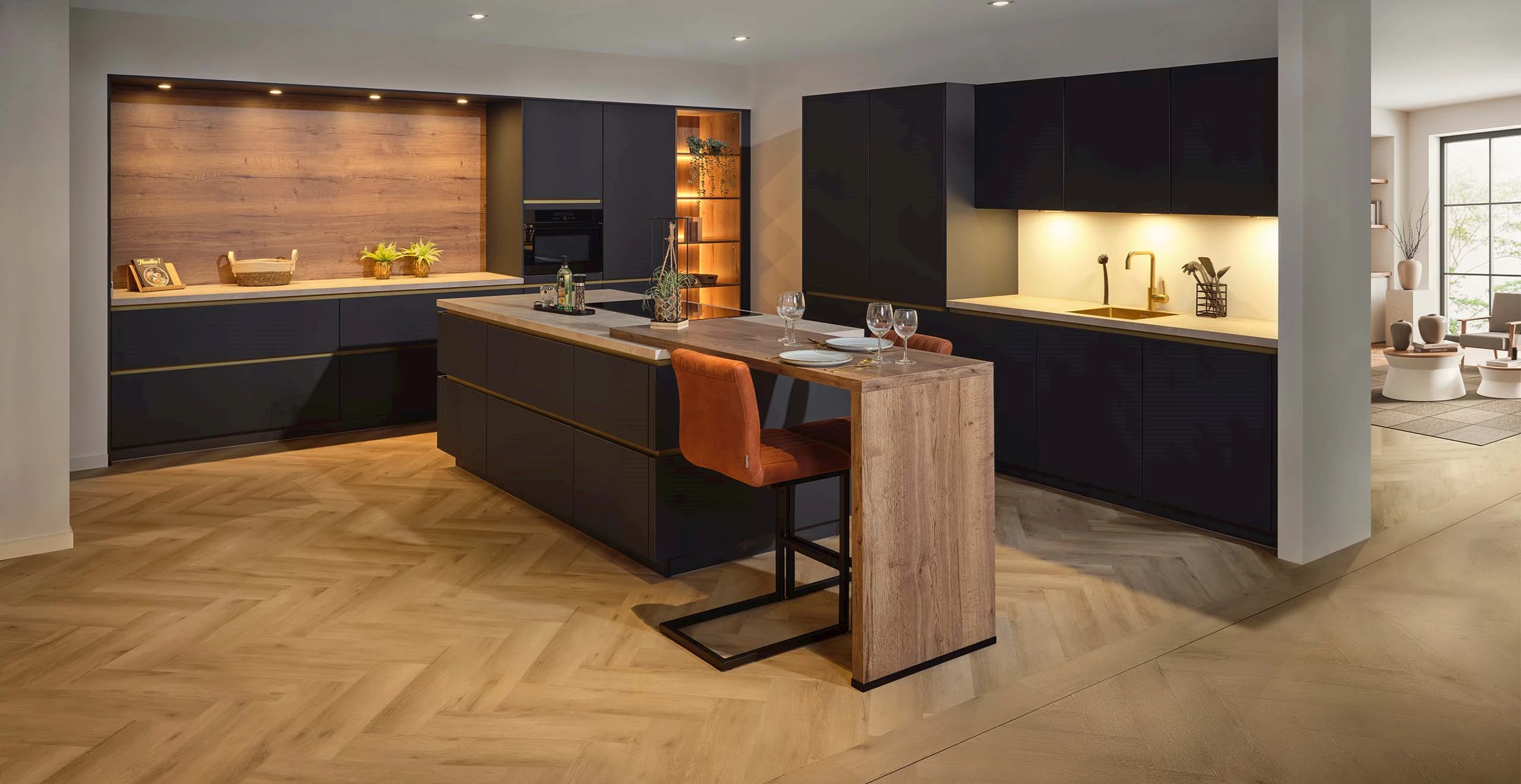 U-vormige keuken met eiland