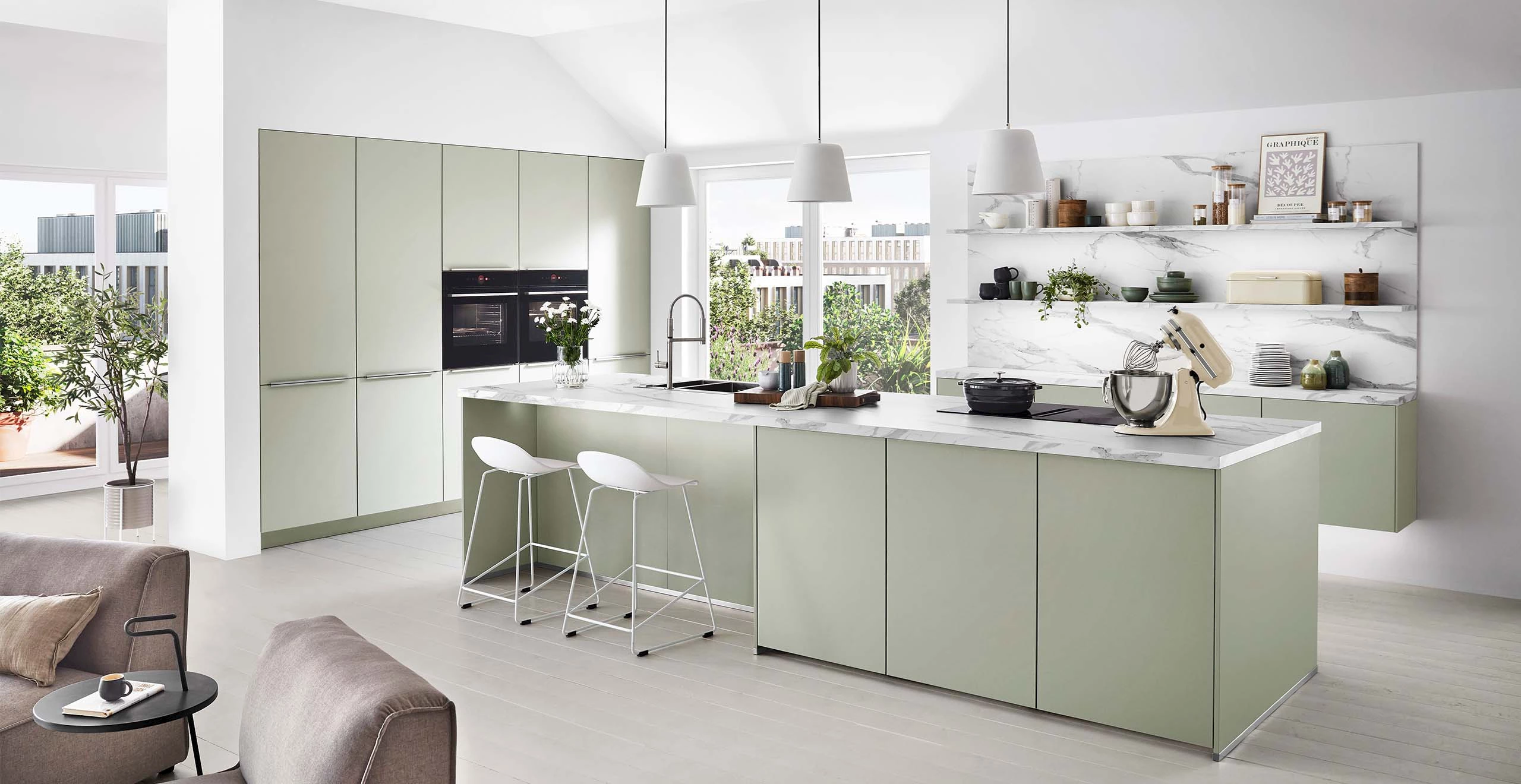 Lichtgroene keuken
