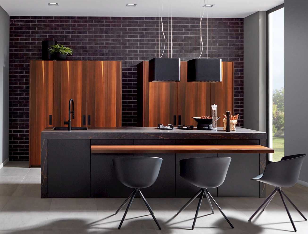 Keuken hout marmer (1)