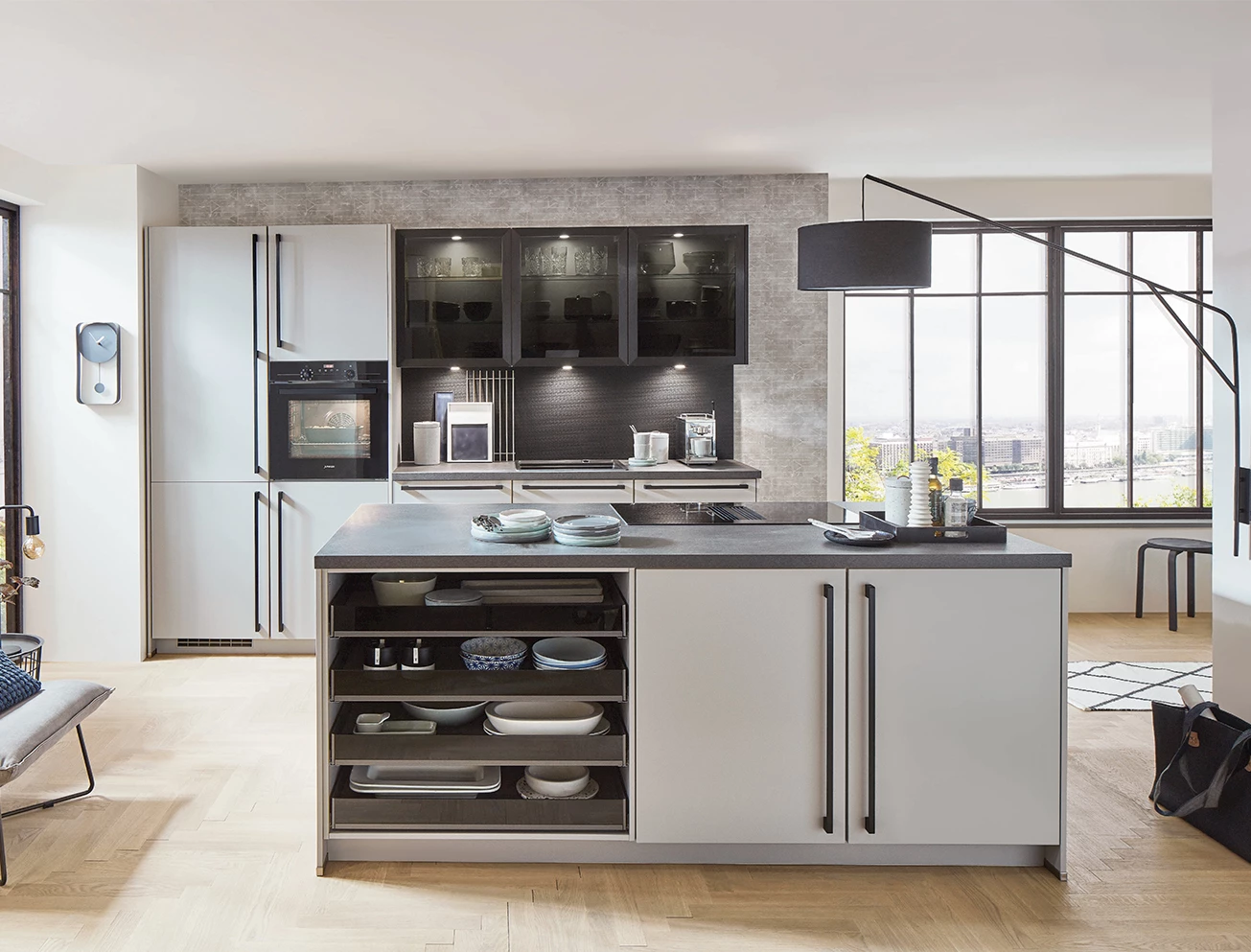 Grijze betonlook keuken