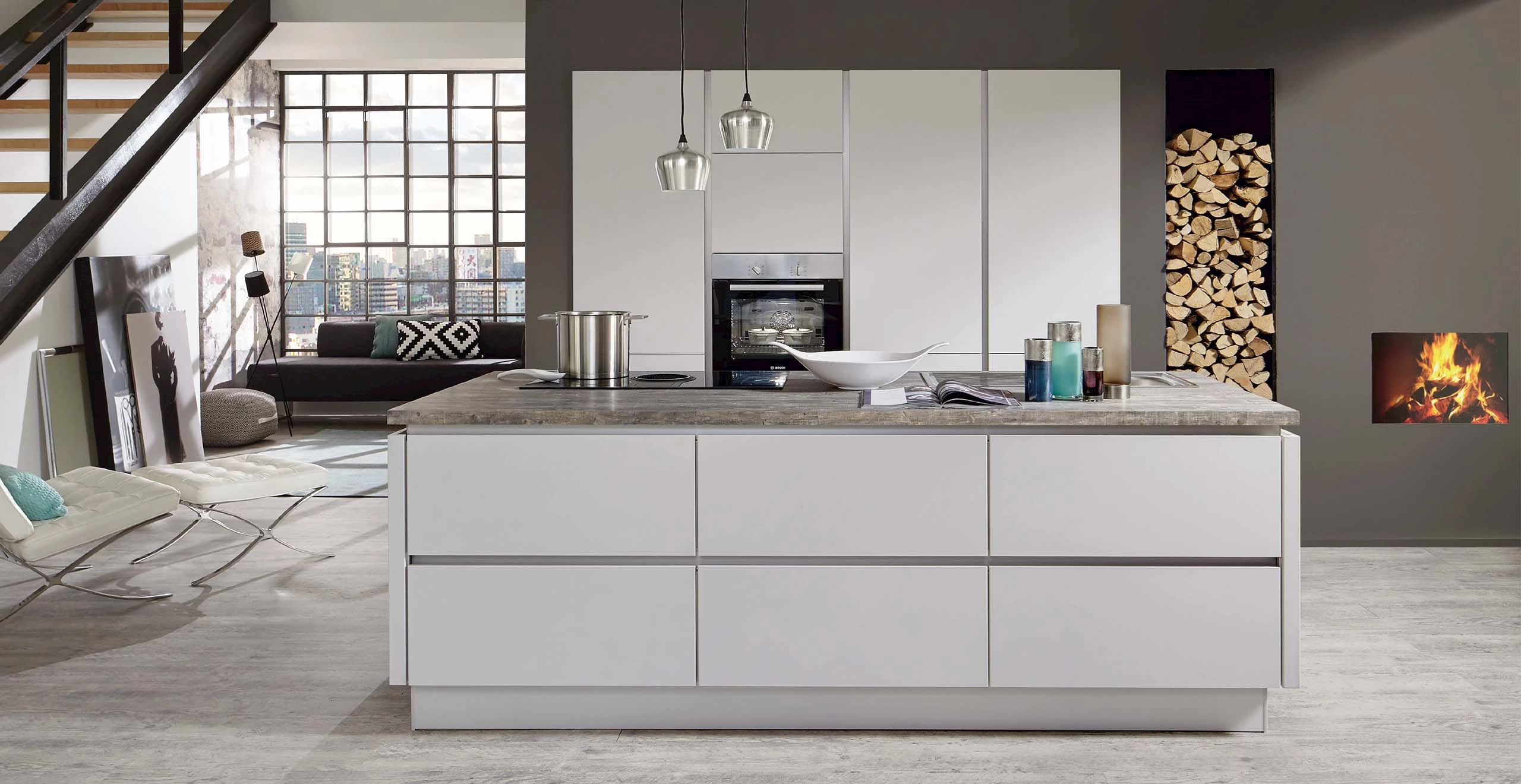 Witte keuken met eiland (1)